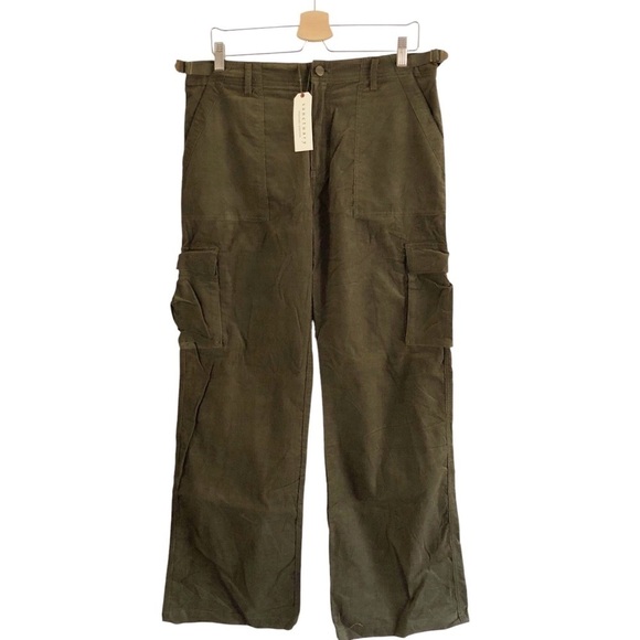 Sanctuary Corduroy Cargo Pants Green NWT - Picture 2 of 15